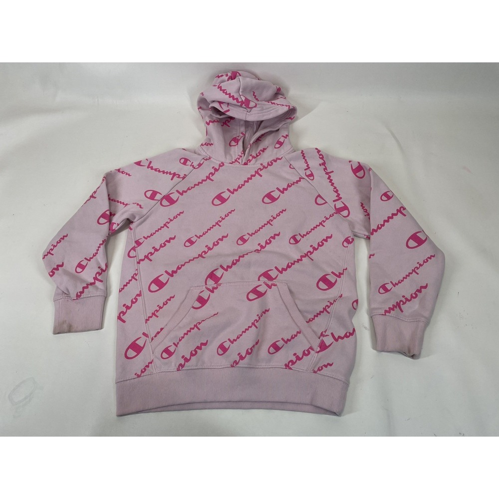 Champion Authentic Athleticwear Logo Sweatshirt Hoodie Girls Size L Pink